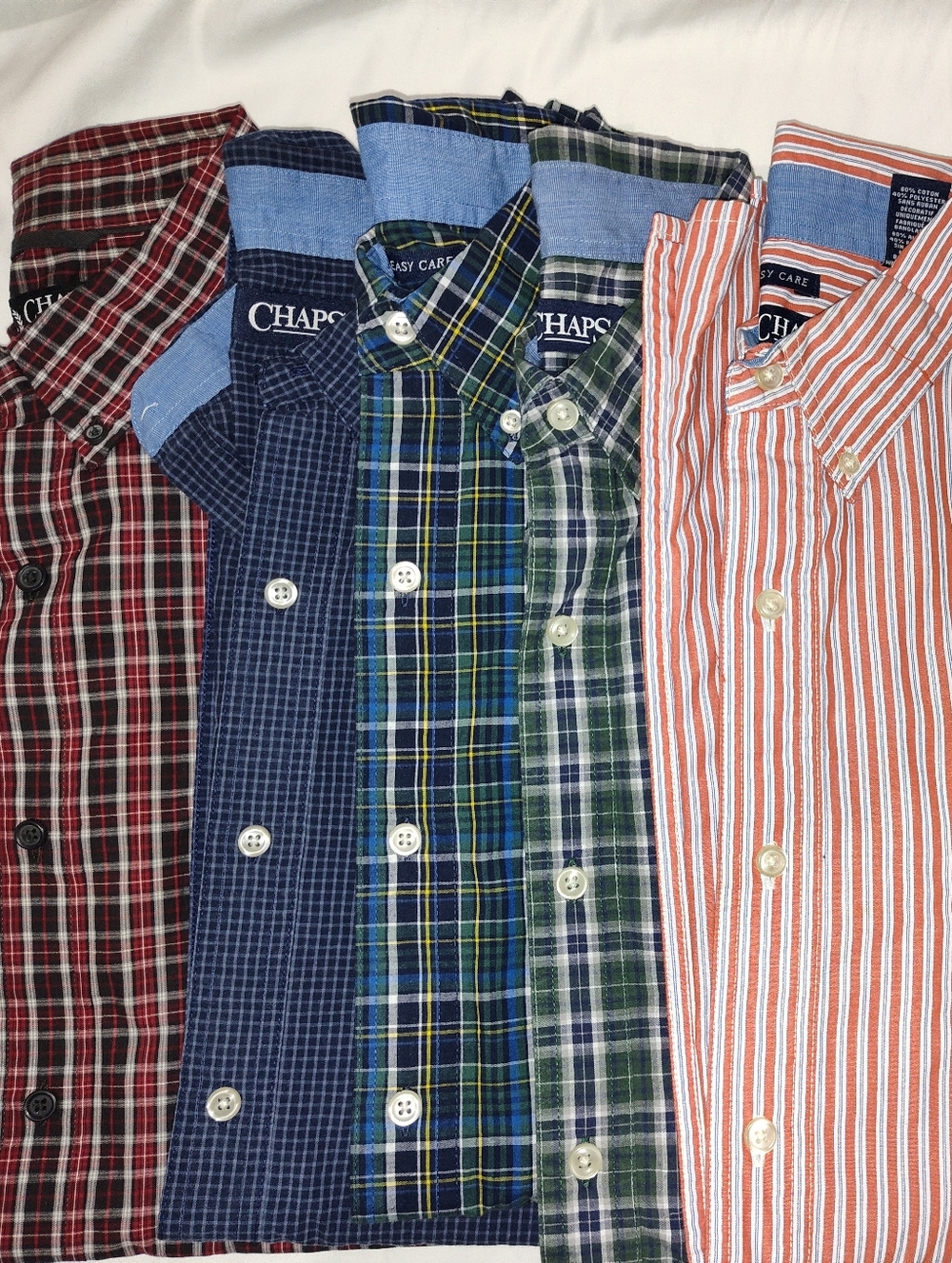 Chaps Men’s Orange & Blue Plaid & Green Plaid Button-Down Shirt Lot